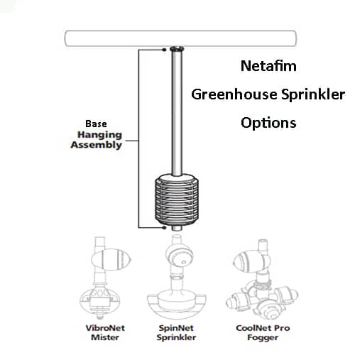 Hanging Sprinkler Base Assembly by Netafim for sprinklers and misters.
